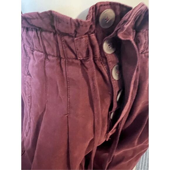 Free People Womens XS Margate Paperbag Pants Dark Red High Waist Cropped Slouchy - Picture 7 of 11